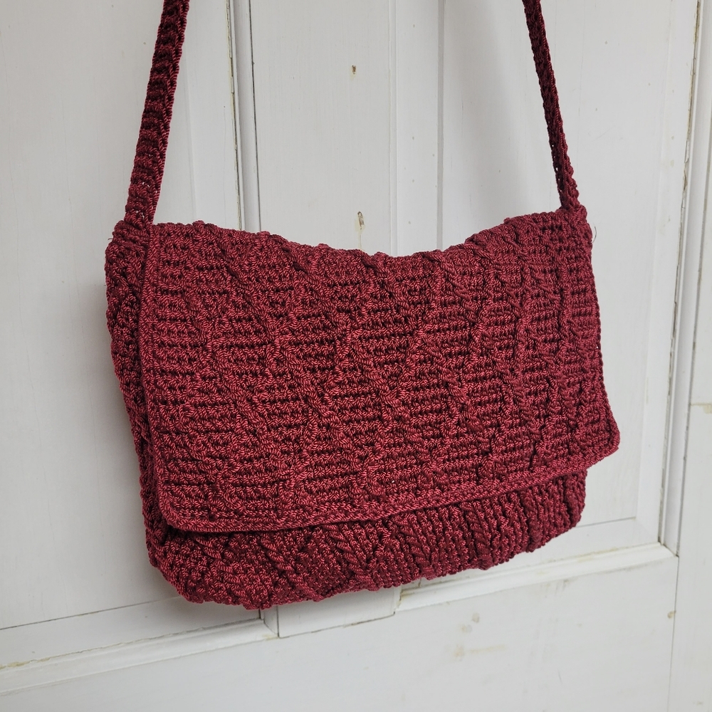 The Sak Burgundy red crochet purse